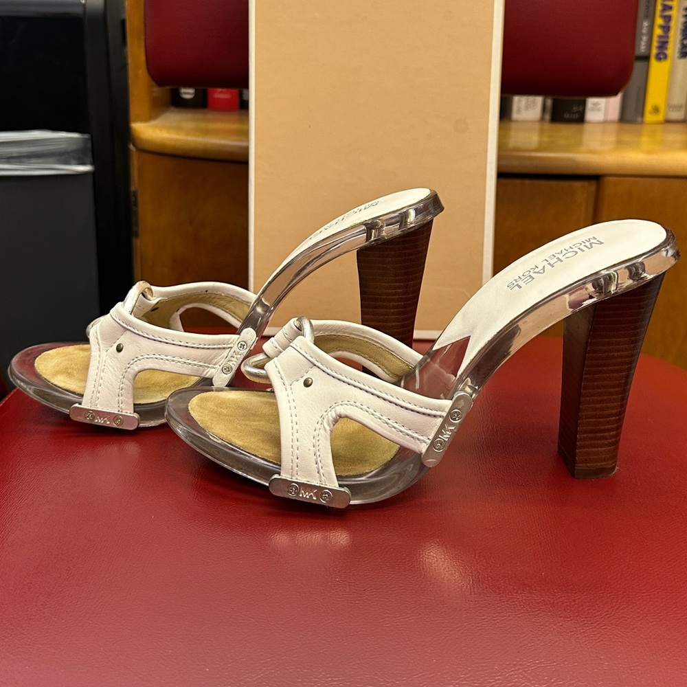 Michael kors clear and white heels. Size 6